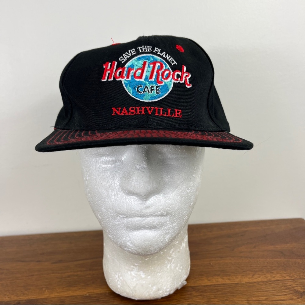 Vtg Hard Rock Cafe Nashville Black Hat  Snapback Love All Serve All Save Planet